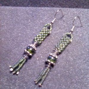 Hand Crafted  Evergreen Beaded Earrings